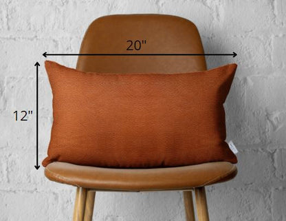 Solid Brown Faux Leather Lumbar Throw Pillow