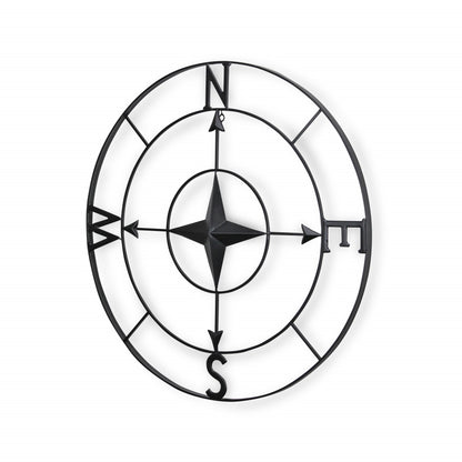 Black Metal Compass Shaped Wall Decor