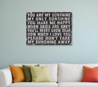 20" X 28" Rustic Black Wood You Are My Sunshine Wall Decor