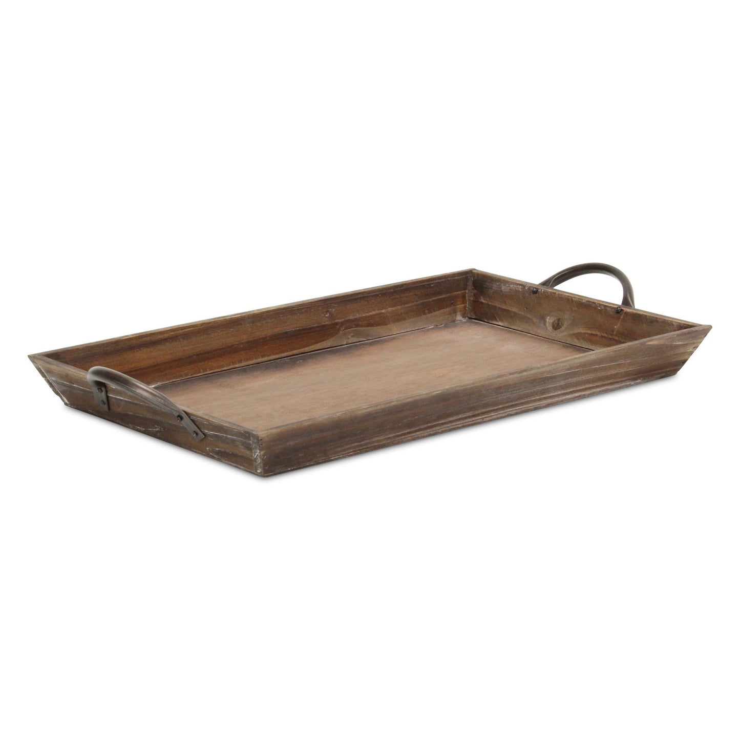 19" Brown Aluminum Indoor Outdoor Tray With Handles