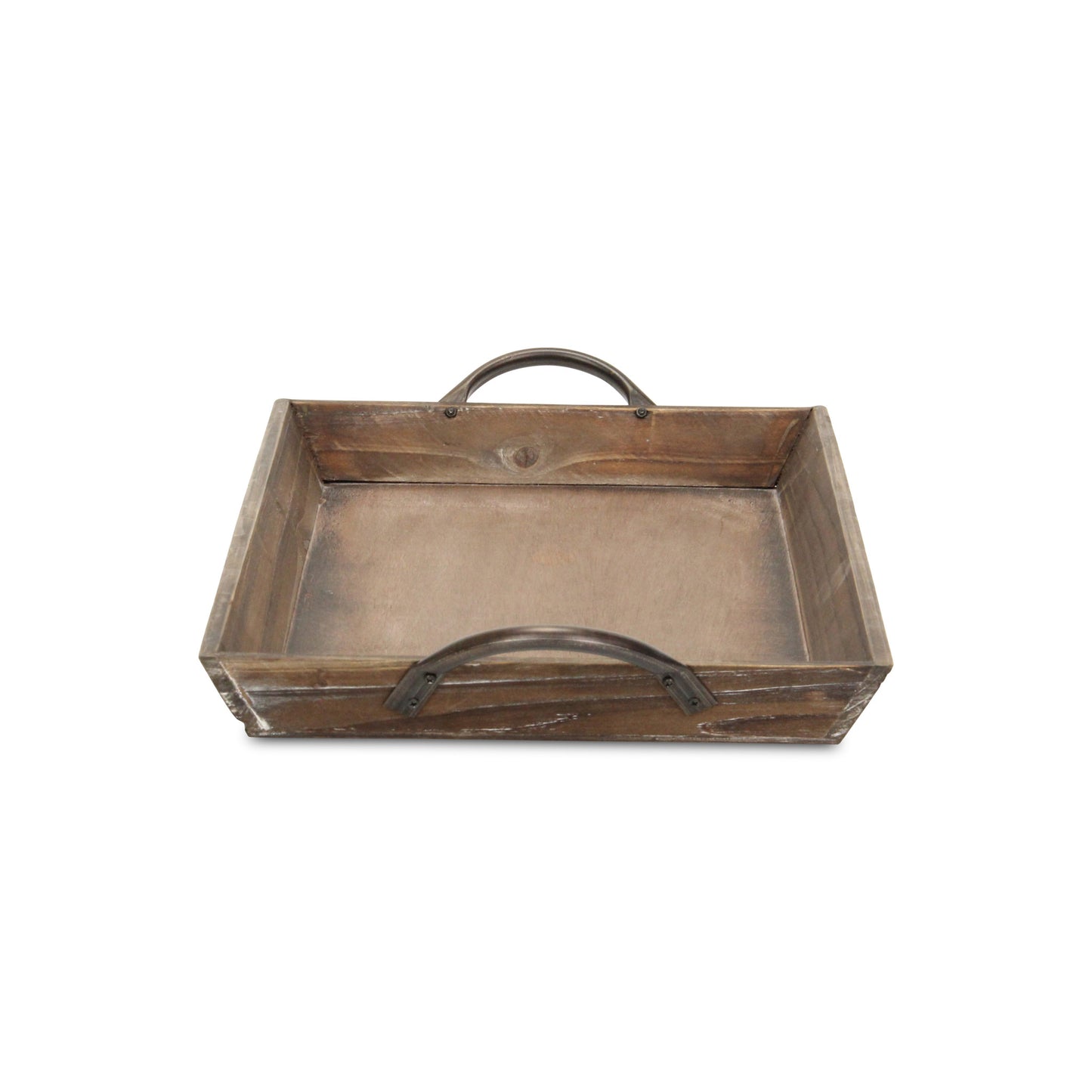 19" Brown Aluminum Indoor Outdoor Tray With Handles