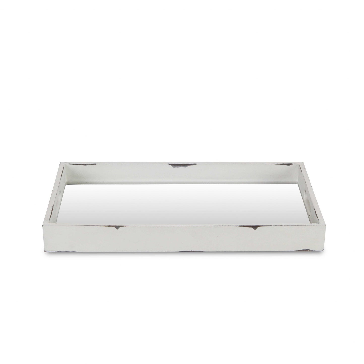 16" White Wood Indoor Outdoor Serving Tray With Handles