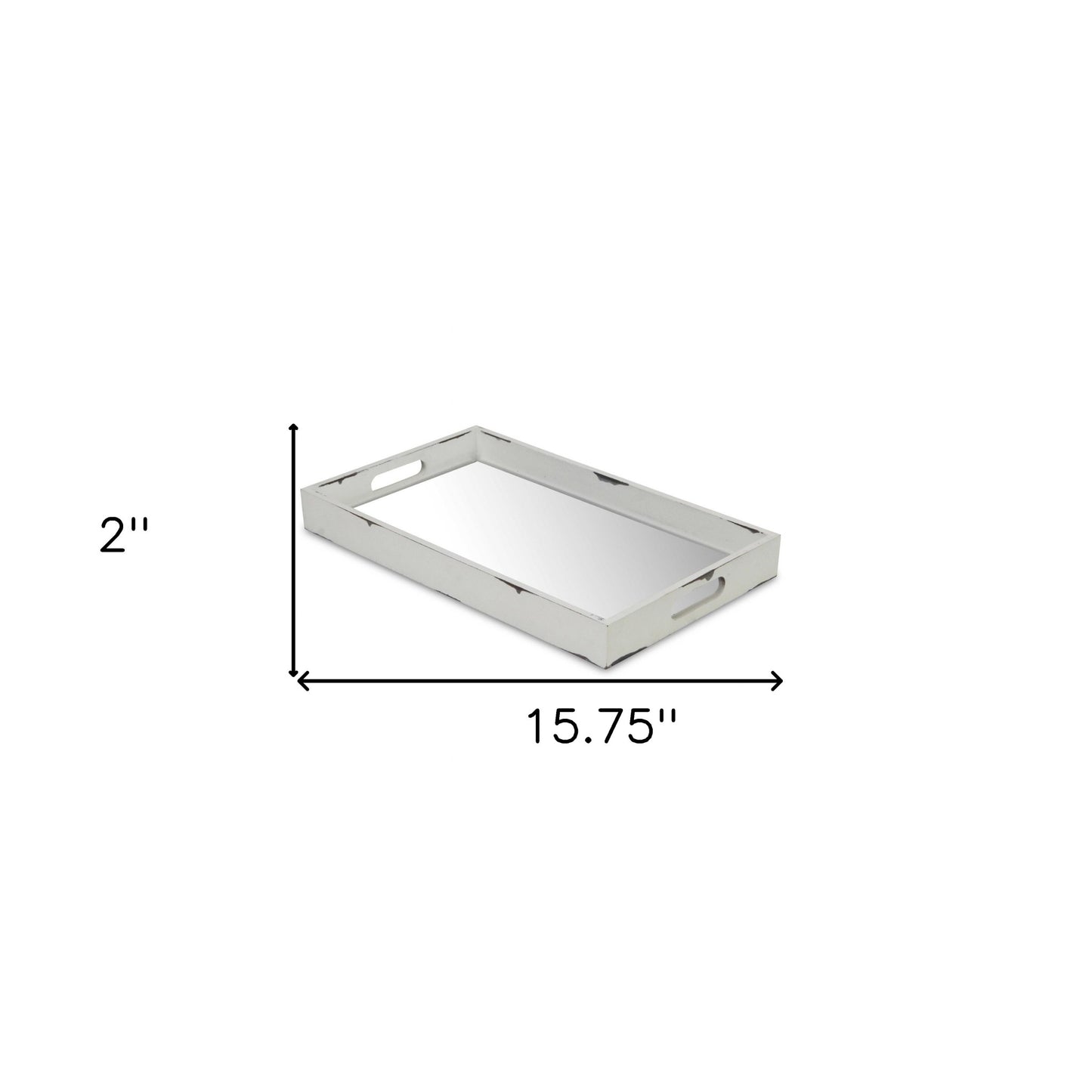 16" White Wood Indoor Outdoor Serving Tray With Handles