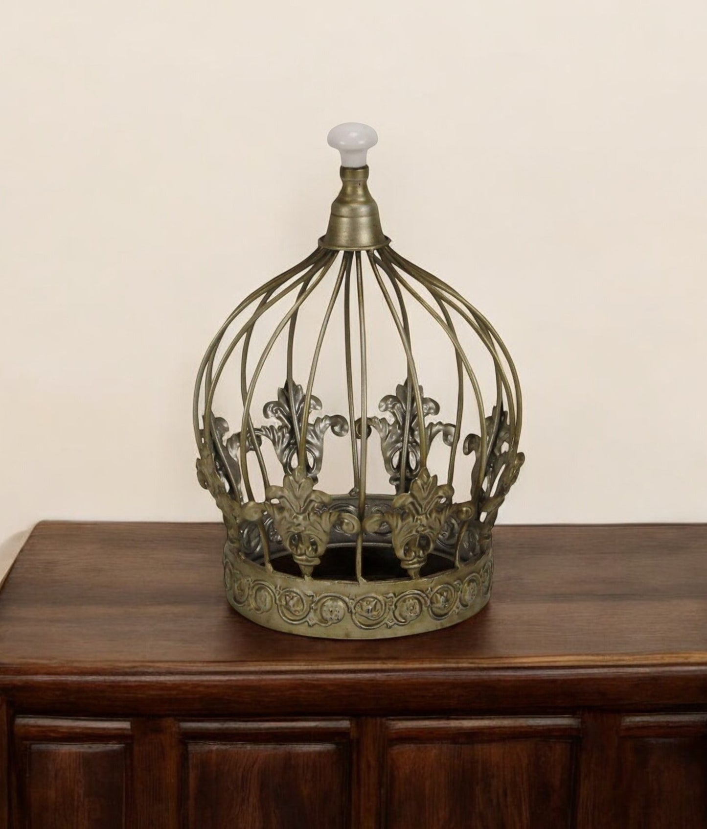 10" Bronze Metal Hand Painted Decorative Crown