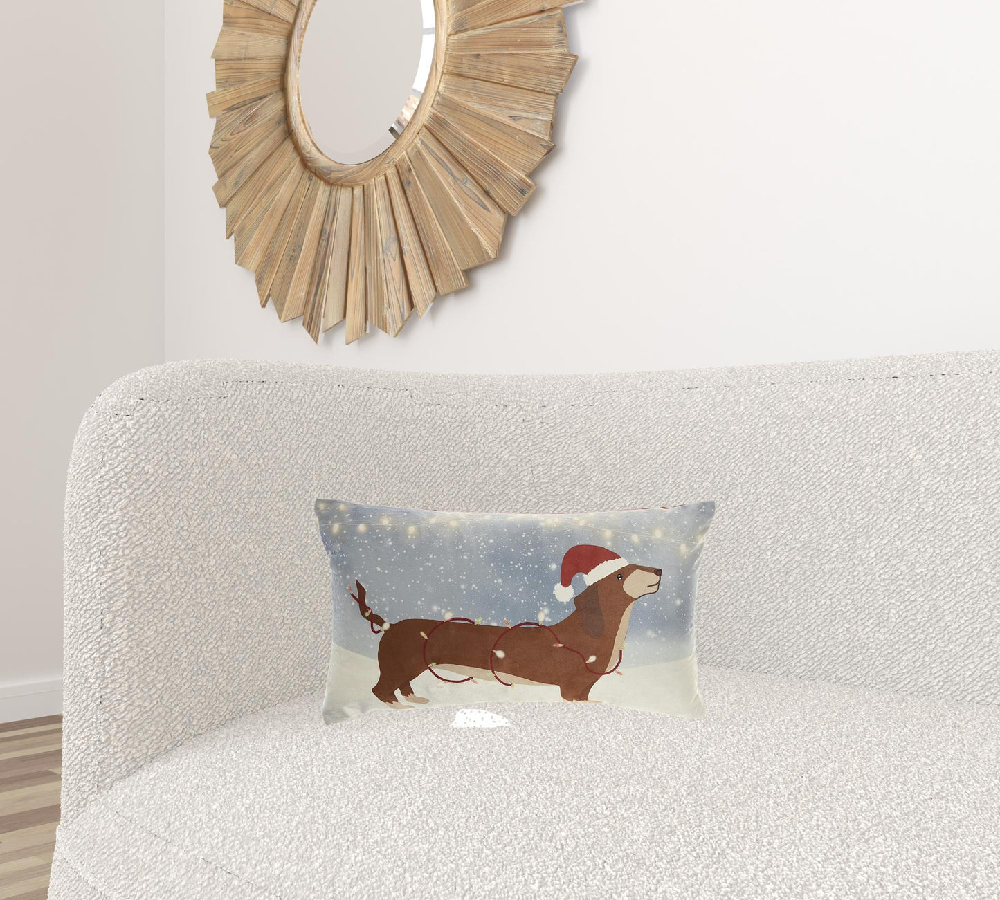 Light Up Christmas Dachshund Throw Pillow