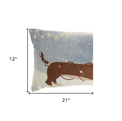 Light Up Christmas Dachshund Throw Pillow