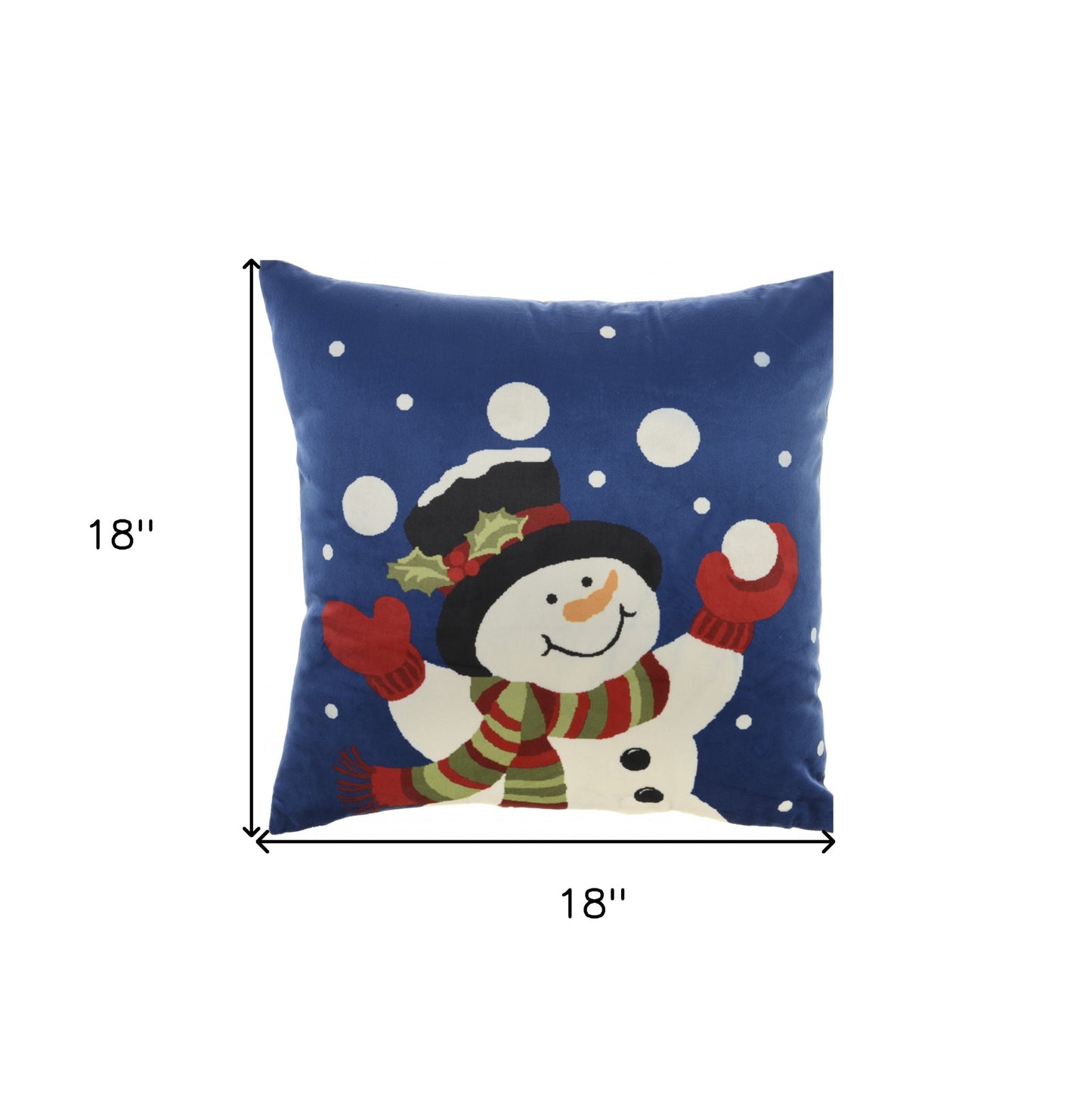 Jolly Snowman Blue Christmas Light Up Throw Pillow