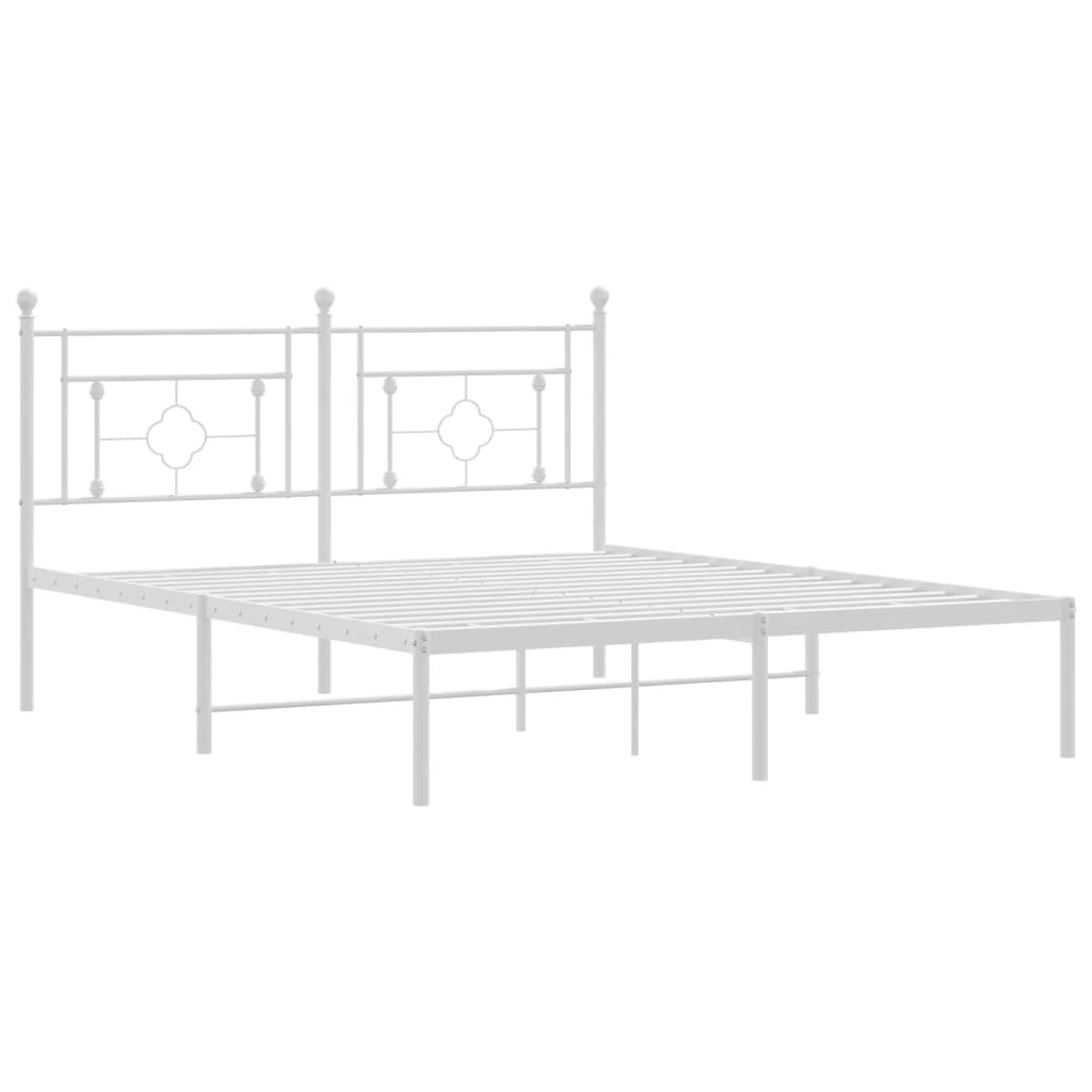 Metal Bed Frame without Mattress with Headboard White 59.1"x78.7"