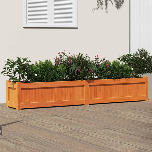 Garden Planter Wax Brown 70.9"x12.2"x12.2" Solid Wood Pine