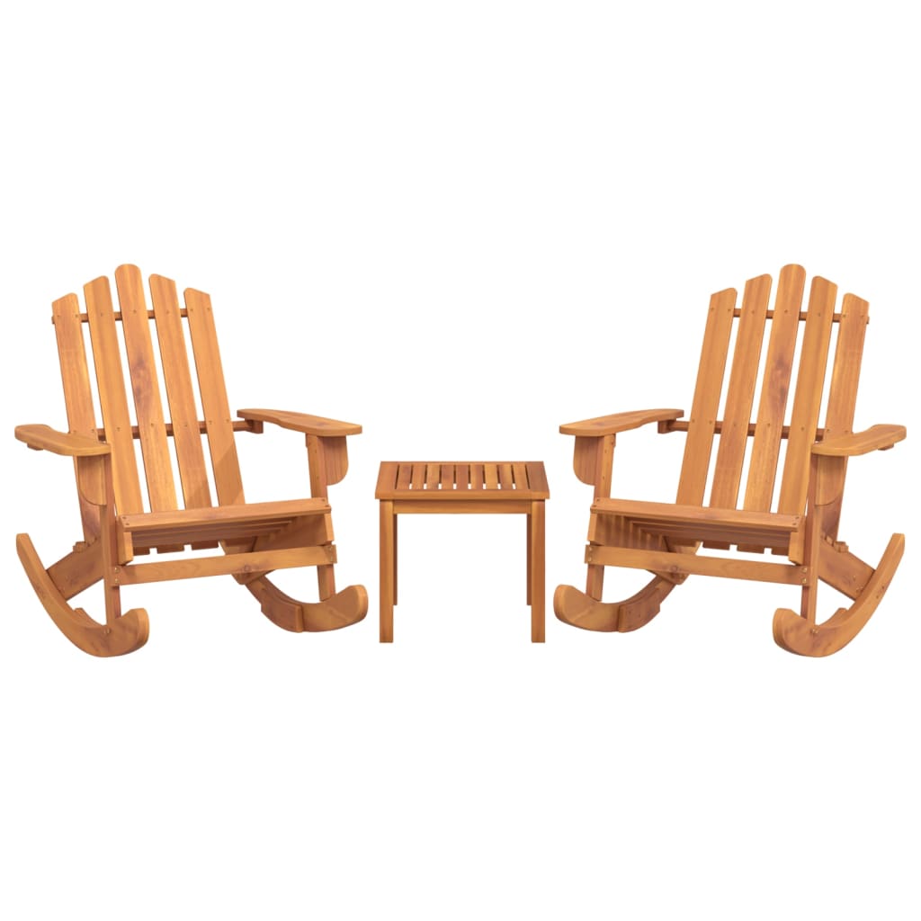 3 Piece Adirondack Patio Lounge Set Solid Wood Acacia