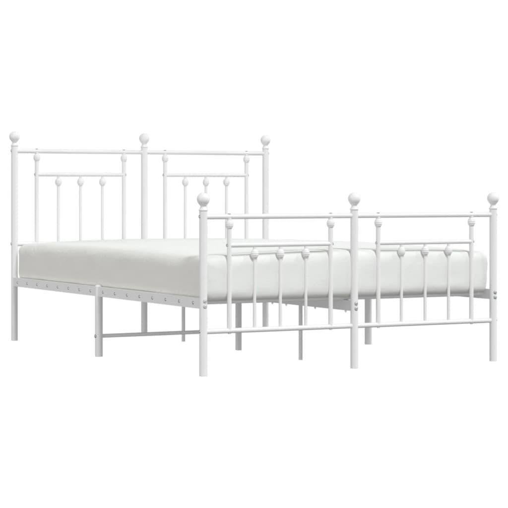 Metal Bed Frame without Mattress with Footboard White 59.1"x78.7"