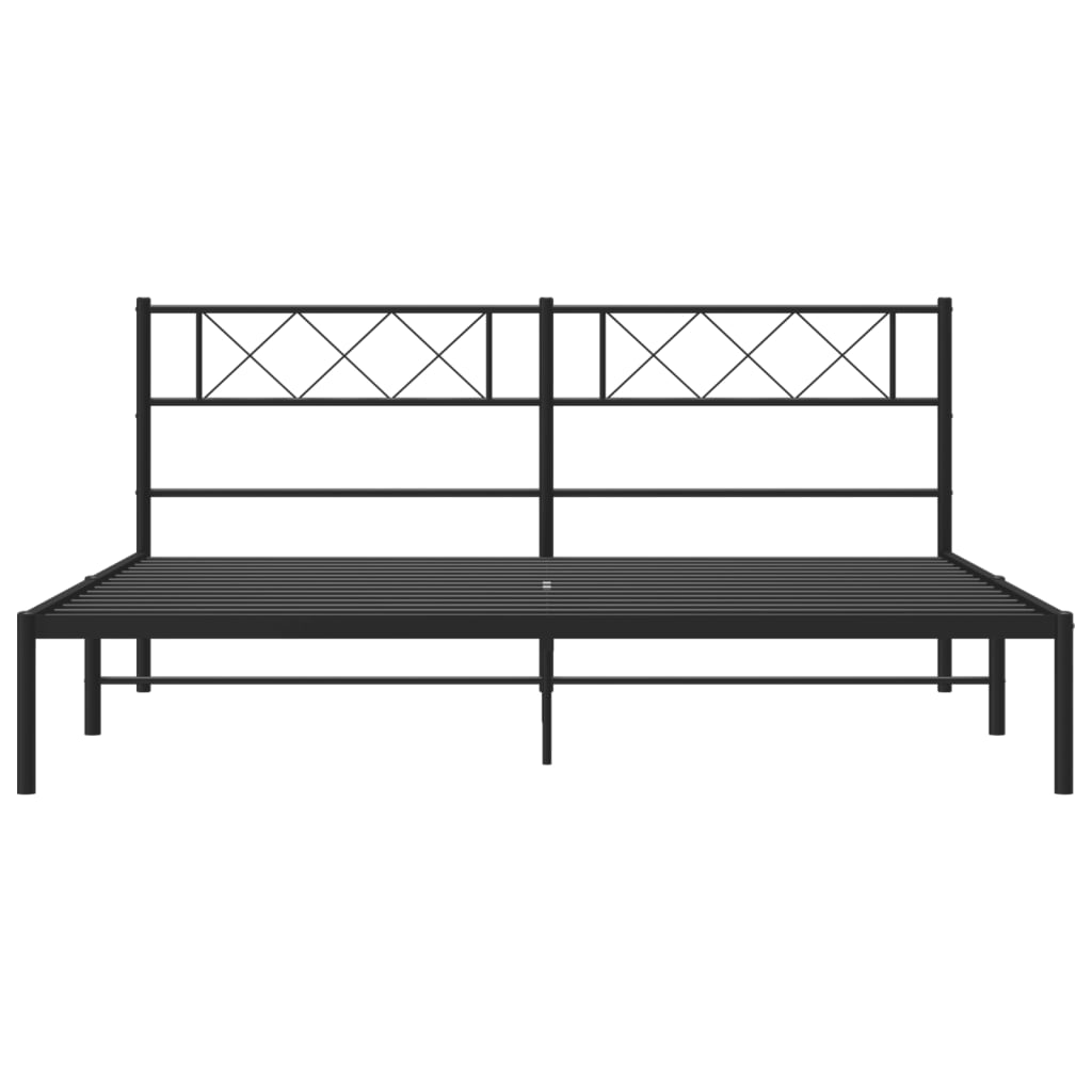 Metal Bed Frame without Mattress with Headboard Black 72"x83.9"