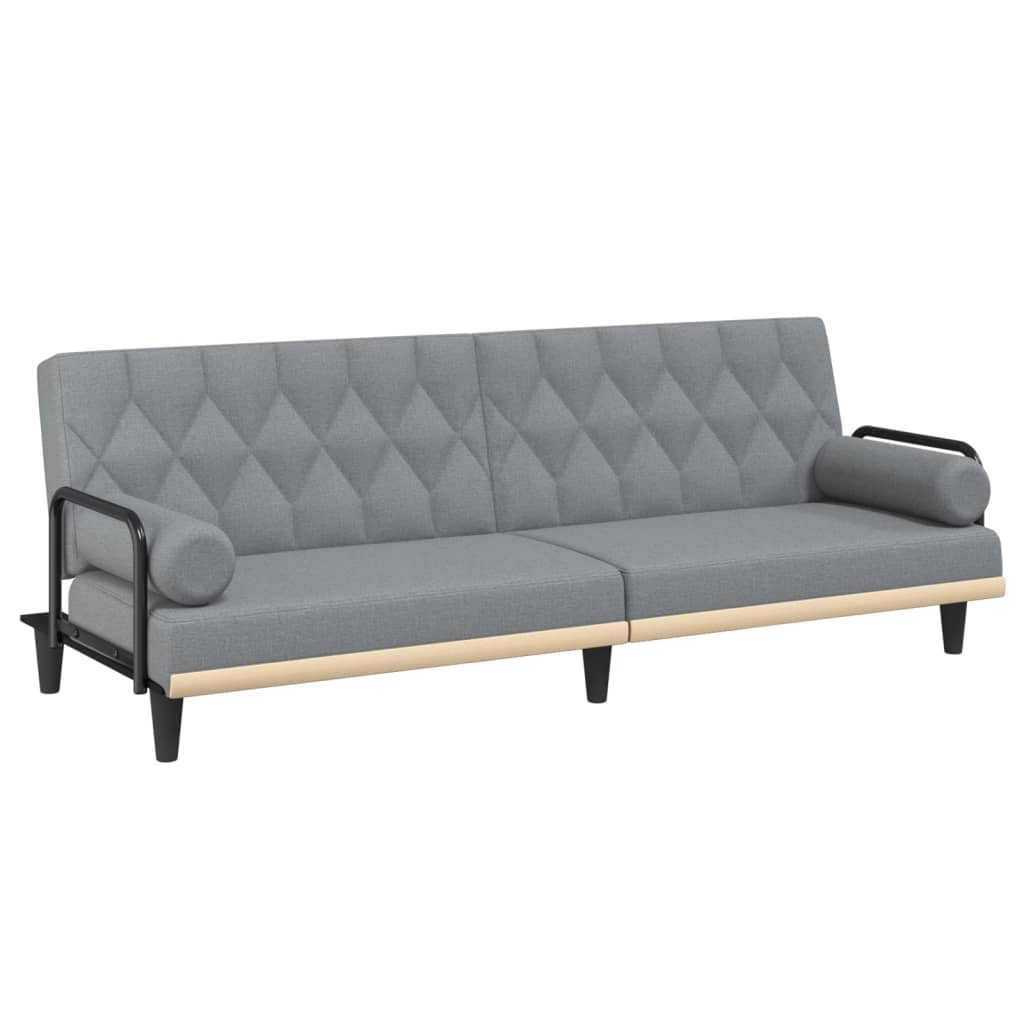 Sofa Bed with Armrests Light Gray Fabric