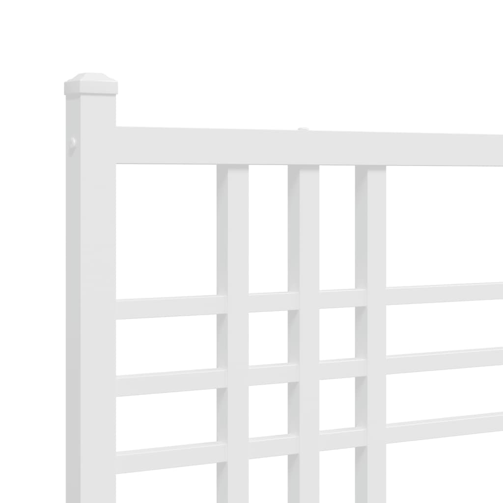 Metal Bed Frame without Mattress with Headboard White 76"x79.9"