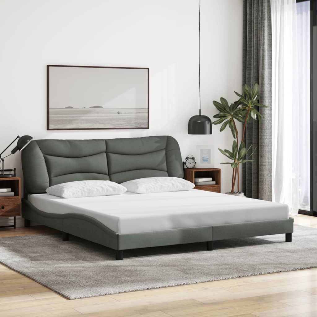 Bed Frame without Mattress Dark Gray 72"x83.9"Fabric