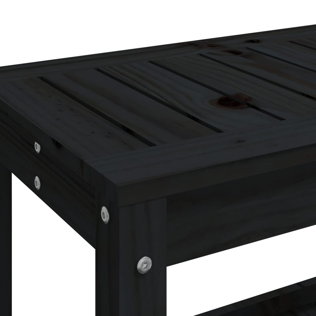 Patio Bench Black 32.5"x13.8"x17.7" Solid Wood Pine