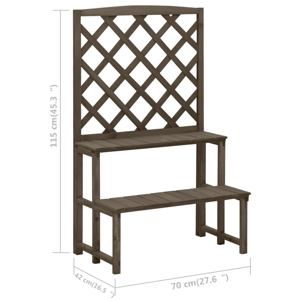 Plant Stand with Trellis Gray 27.5"x16.5"x45.2" Solid Fir Wood