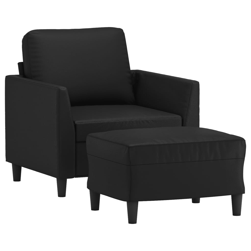 Sofa Chair with Footstool Black 23.6" Faux Leather