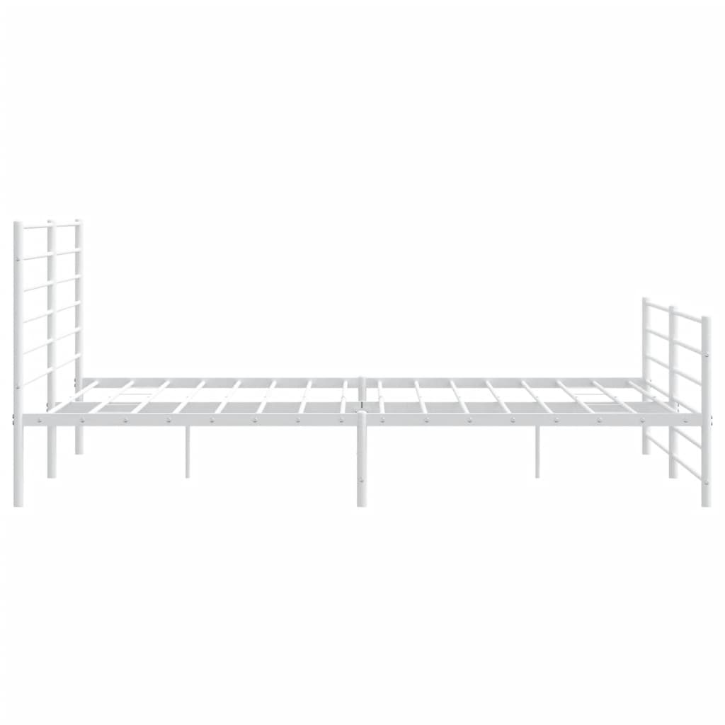 Metal Bed Frame without Mattress with Footboard White 72"x83.9"