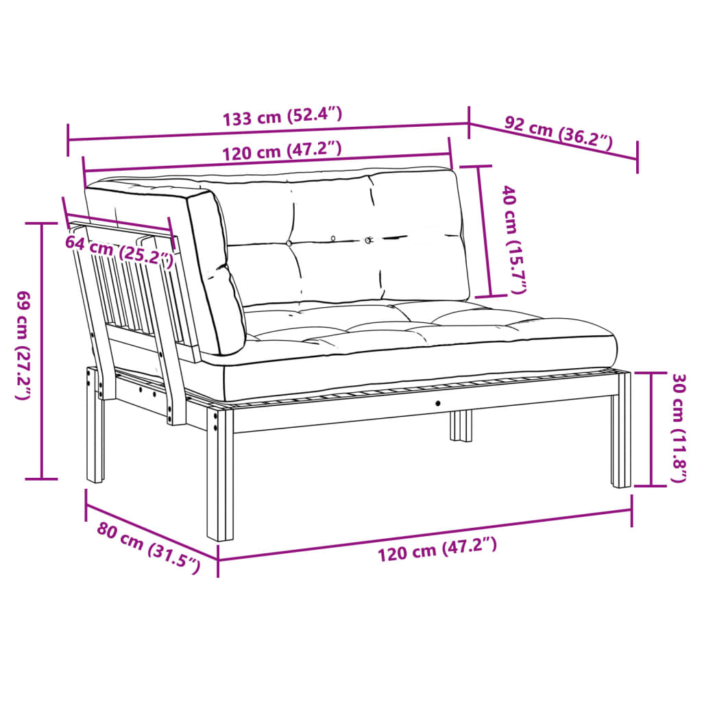 Patio Pallet Corner Sofa with Cushions Solid Wood Acacia