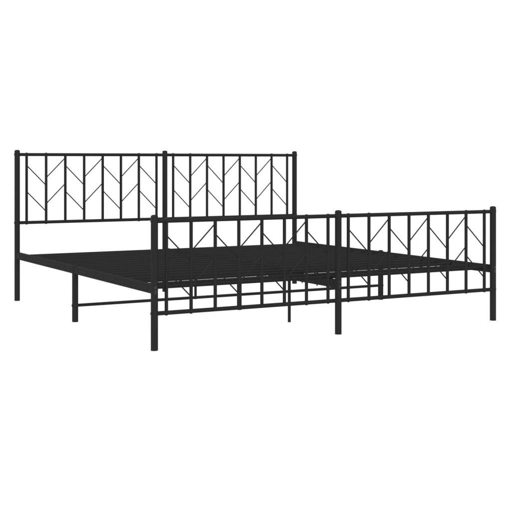 Metal Bed Frame without Mattress with Footboard Black 76"x79.9"