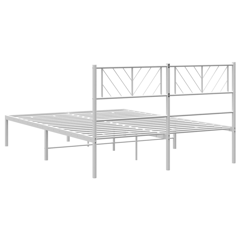 Metal Bed Frame without Mattress with Headboard White 59.1"x78.7"