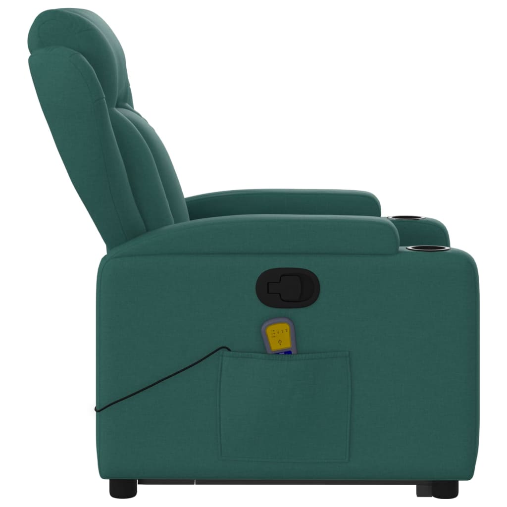 Stand up Massage Recliner Chair Dark Green Fabric