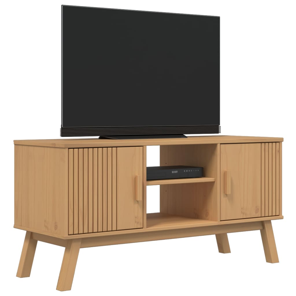 TV Stand OLDEN Brown 44.9"x16.9"x22.4" Solid Wood Pine