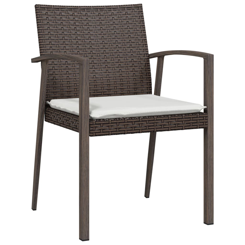 Patio Chairs with Cushions 6 pcs Brown 22.2"x22.4"x32.7" Poly Rattan