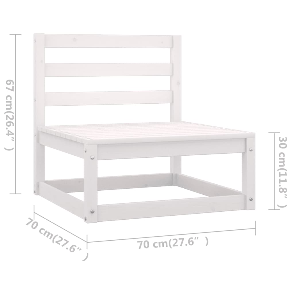 5 Piece Patio Lounge Set White Solid Pinewood