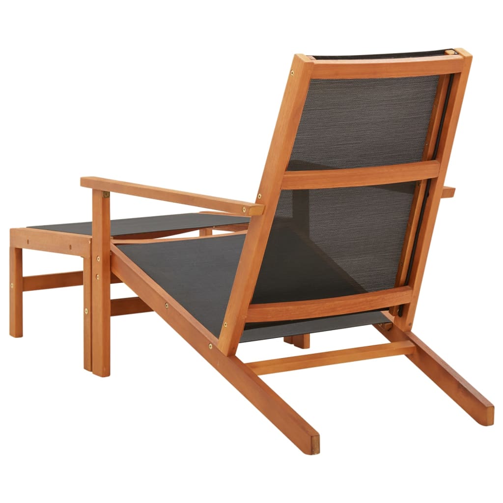 Patio Chair with Footrest Solid Eucalyptus Wood and Textilene