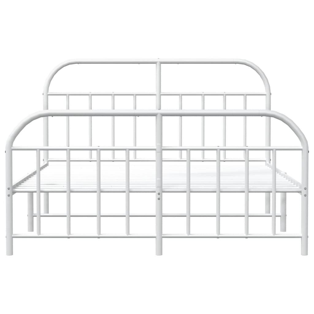 Metal Bed Frame without Mattress with Footboard White 72"x83.9"