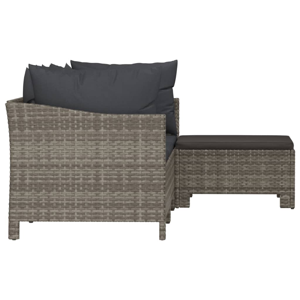 4 Piece Patio Lounge Set with Cushions Gray Poly Rattan