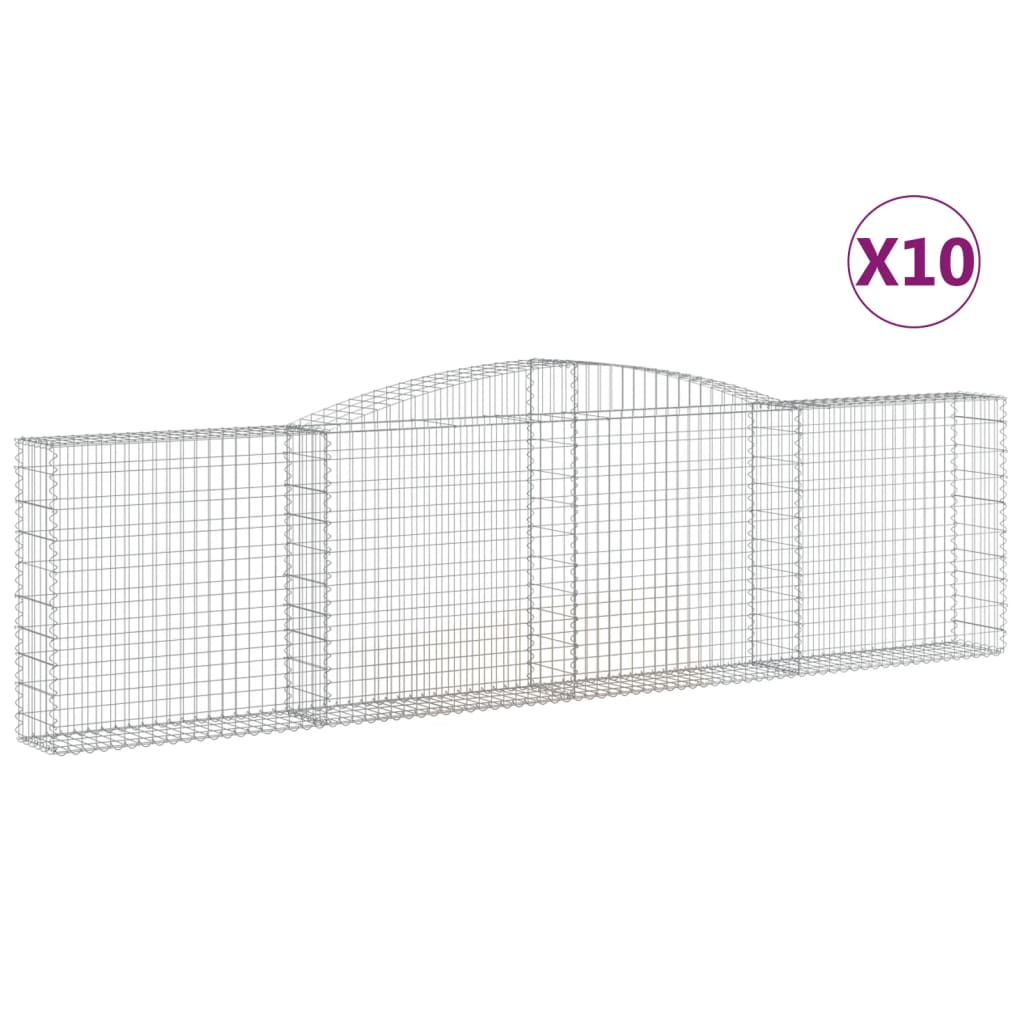 Arched Gabion Baskets 10 pcs 157.5"x11.8"x39.4"/47.2" Galvanized Iron