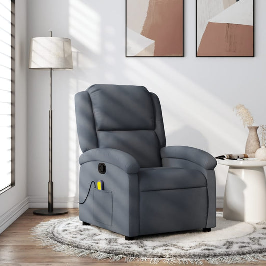 Massage Recliner Chair Dark Gray Velvet