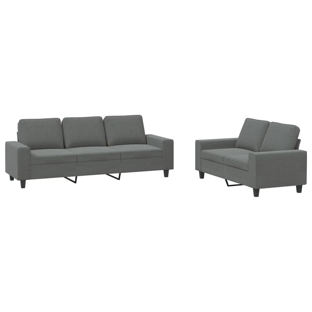 2 Piece Sofa Set Dark Gray Fabric