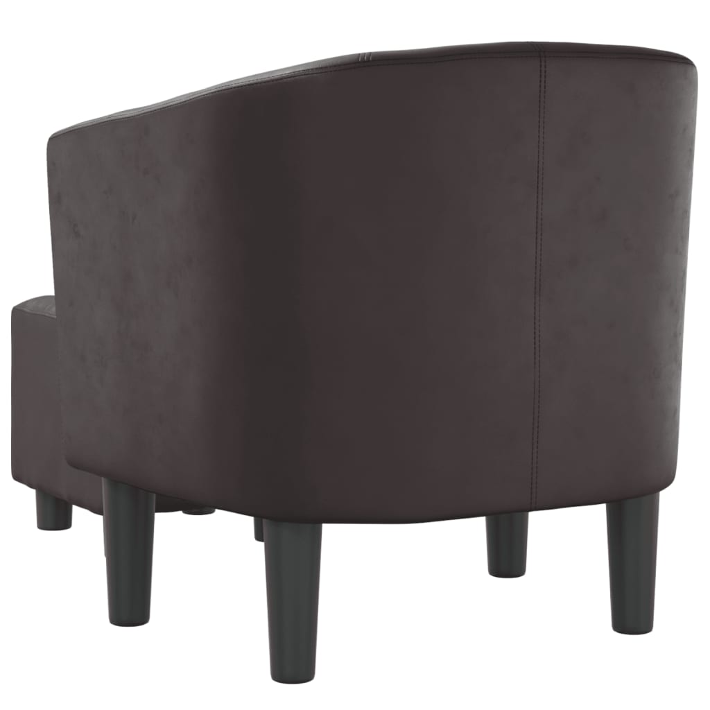 Tub Chair with Footstool Brown Faux Leather