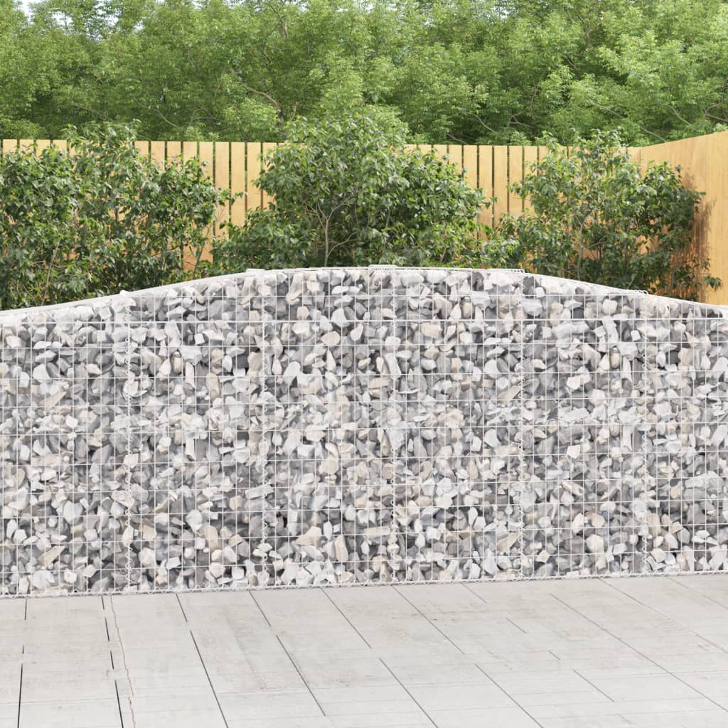 Arched Gabion Baskets 15 pcs 157.5"x19.7"x39.4"/47.2" Galvanized Iron