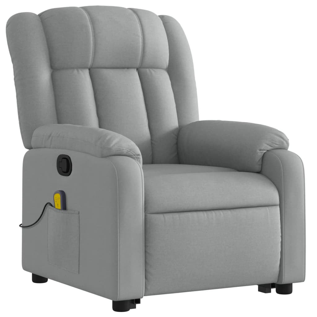 Stand up Massage Recliner Chair Light Gray Fabric