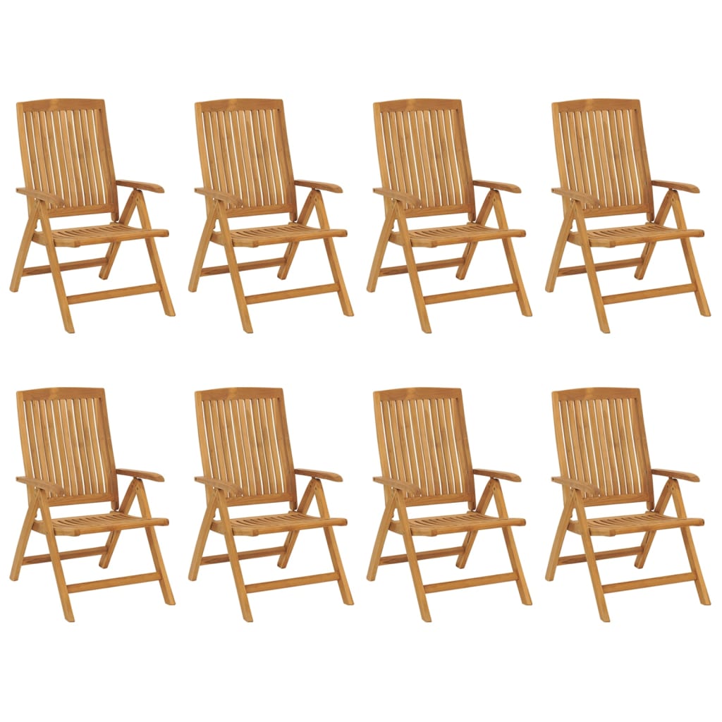 Reclining Patio Chairs with Cushions 8 pcs Solid Wood Teak