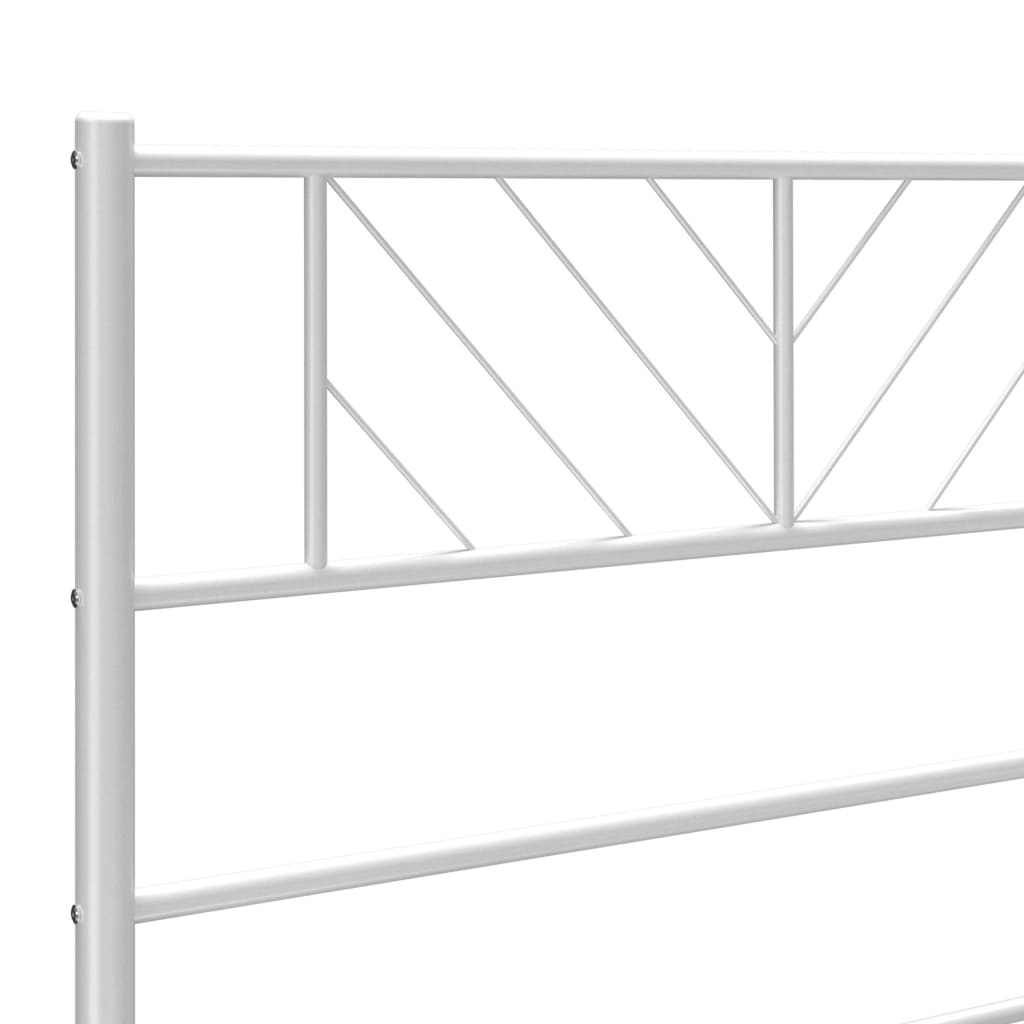 Metal Bed Frame without Mattress with Footboard White 53.1"x74.8"