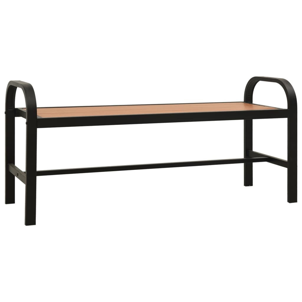 Patio Bench 49" Steel and WPC Brown and Black