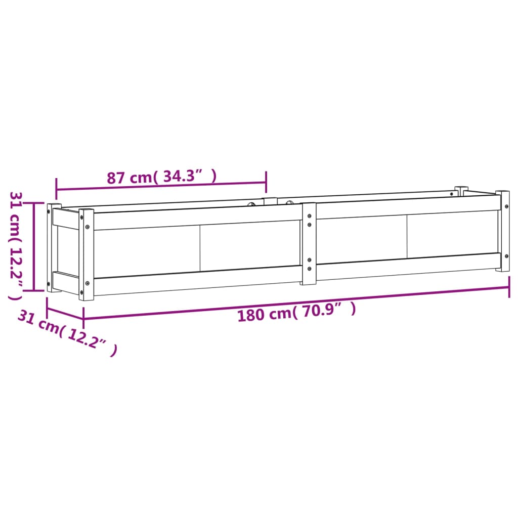 Garden Planter Wax Brown 70.9"x12.2"x12.2" Solid Wood Pine