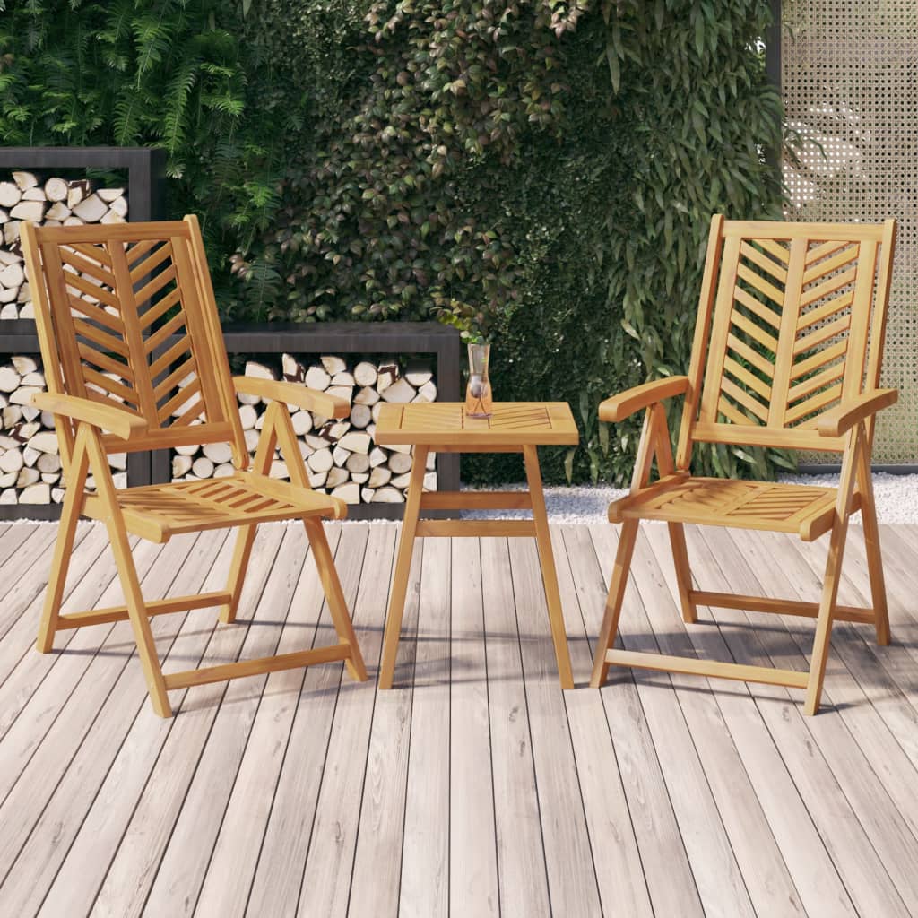 Reclining Patio Chairs 2 pcs Solid Wood Acacia