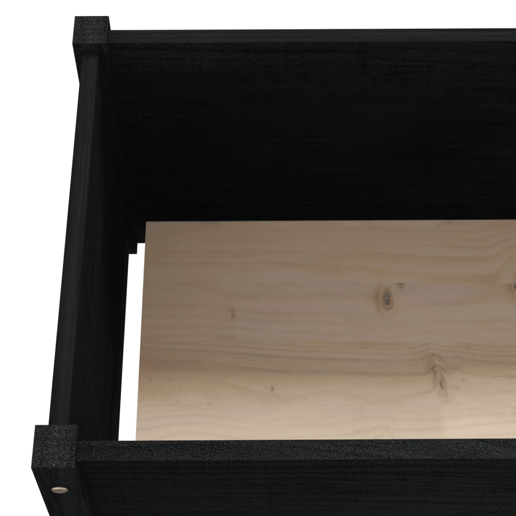 Garden Planter Black 78.7"x12.2"x12.2" Solid Wood Pine