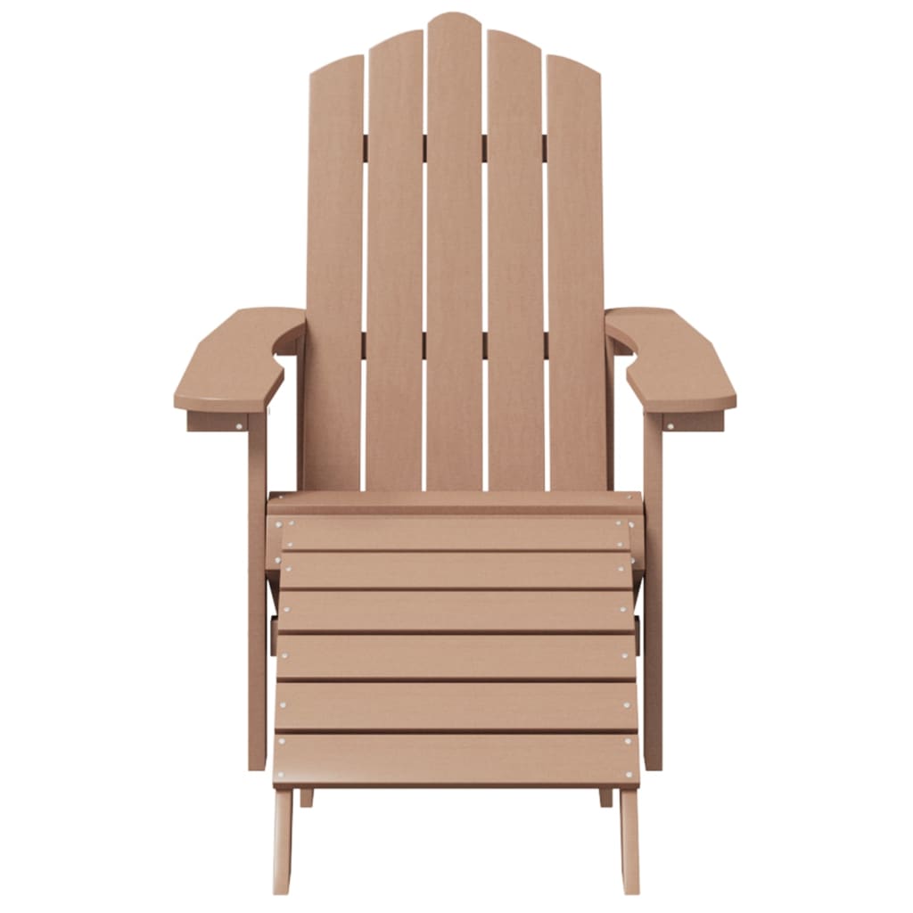 Patio Adirondack Chairs 2 pcs with Footstools HDPE Brown