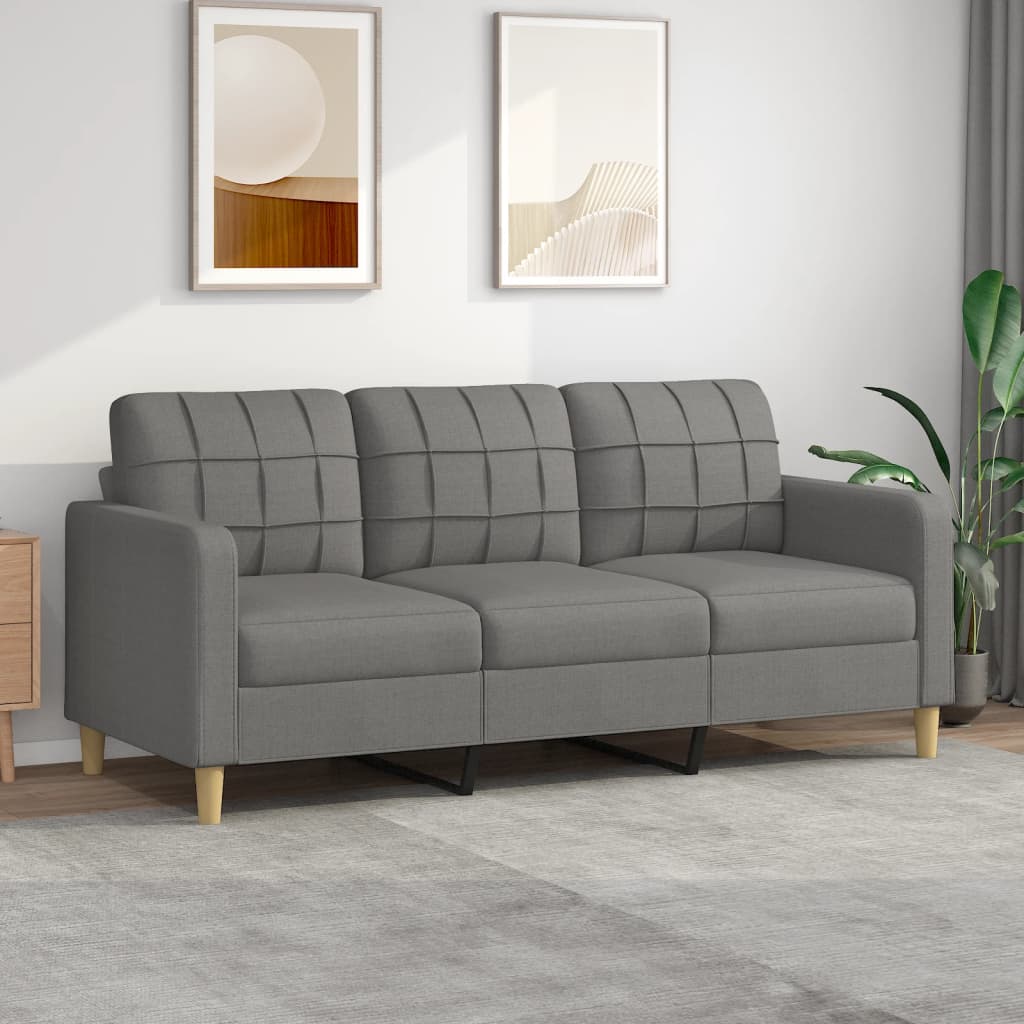 3-Seater Sofa Dark Gray 70.9" Fabric