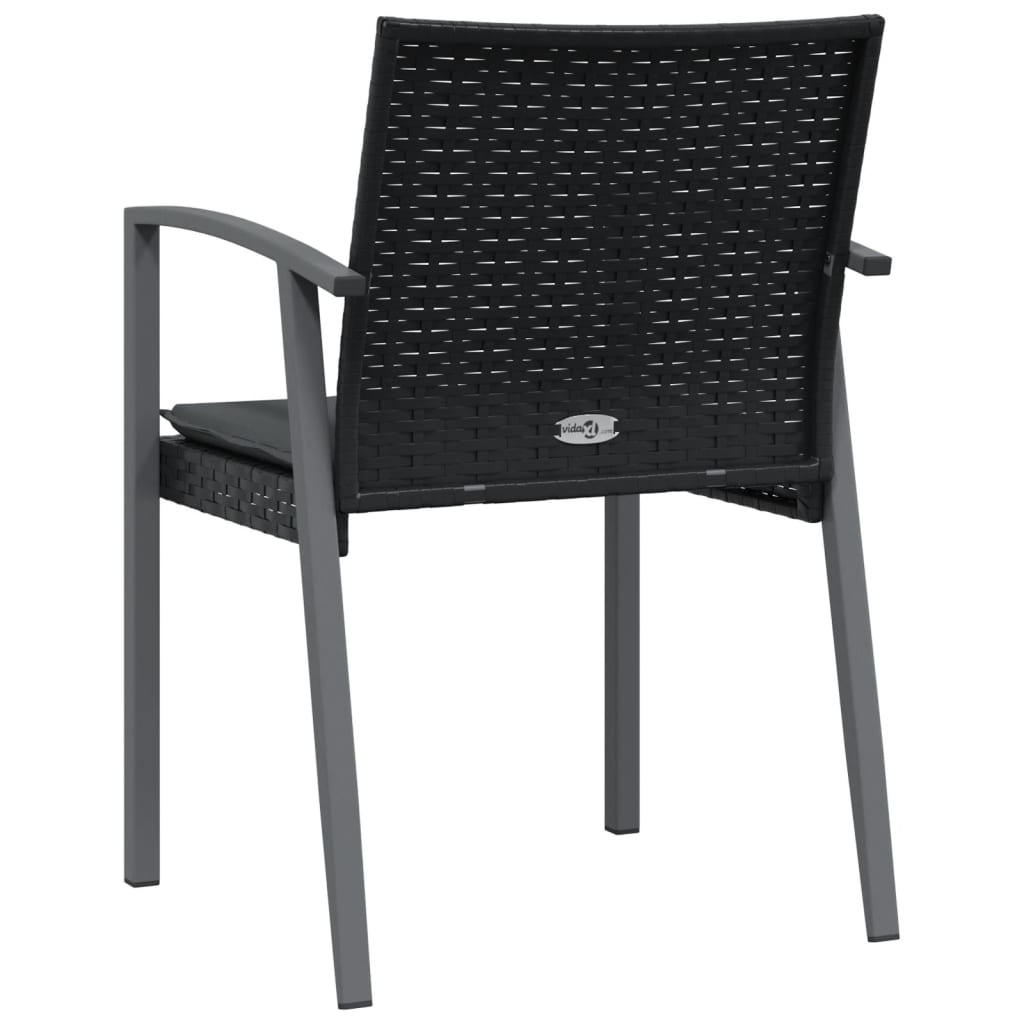 Patio Chairs with Cushions 6 pcs Black 22.2"x22.4"x32.7" Poly Rattan