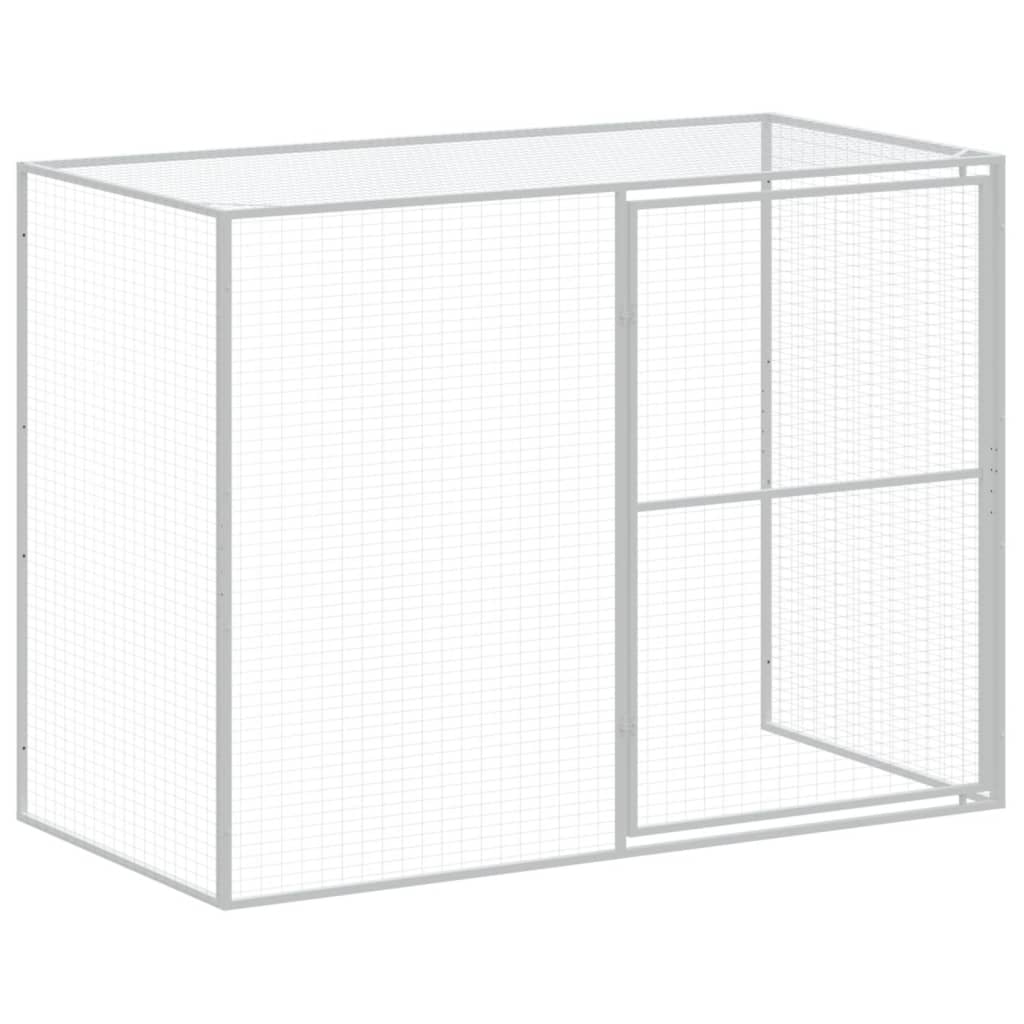 Dog House with Run Anthracite 84.3"x501.2"x71.3" Galvanized Steel