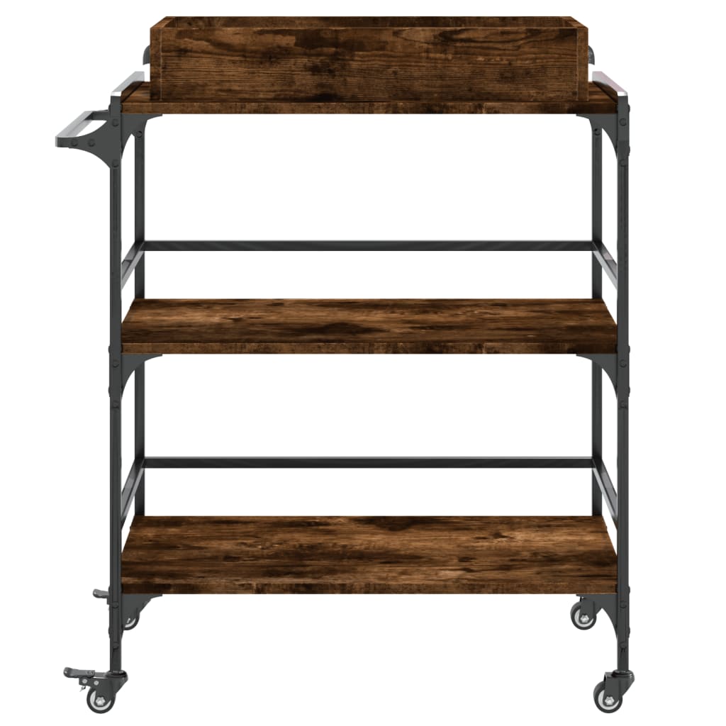 Kitchen Trolley Smoked Oak 32.1"x16.1"x36.4" Engineered Wood